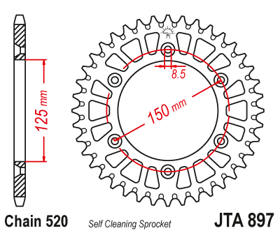 JR задня зірка 52 KTM SX/EXC