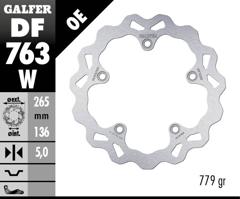 Galfer задній гальмівний диск WAVE FIXED BMW F/H/K/R/S 265x5mm