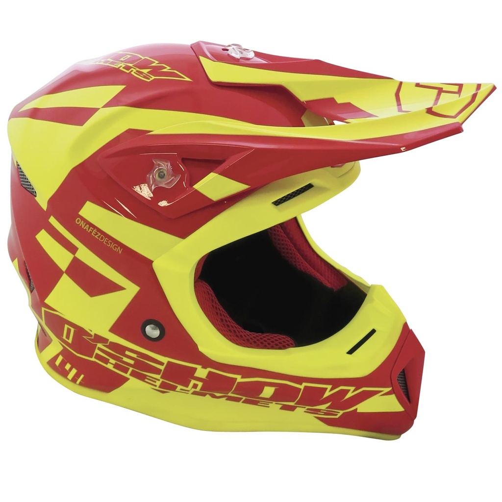 FM Oshow Helmet XL Red/Yellow Fluo 