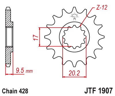 [208414JT] JT передня зірка 14 KTM SX 85 04-22